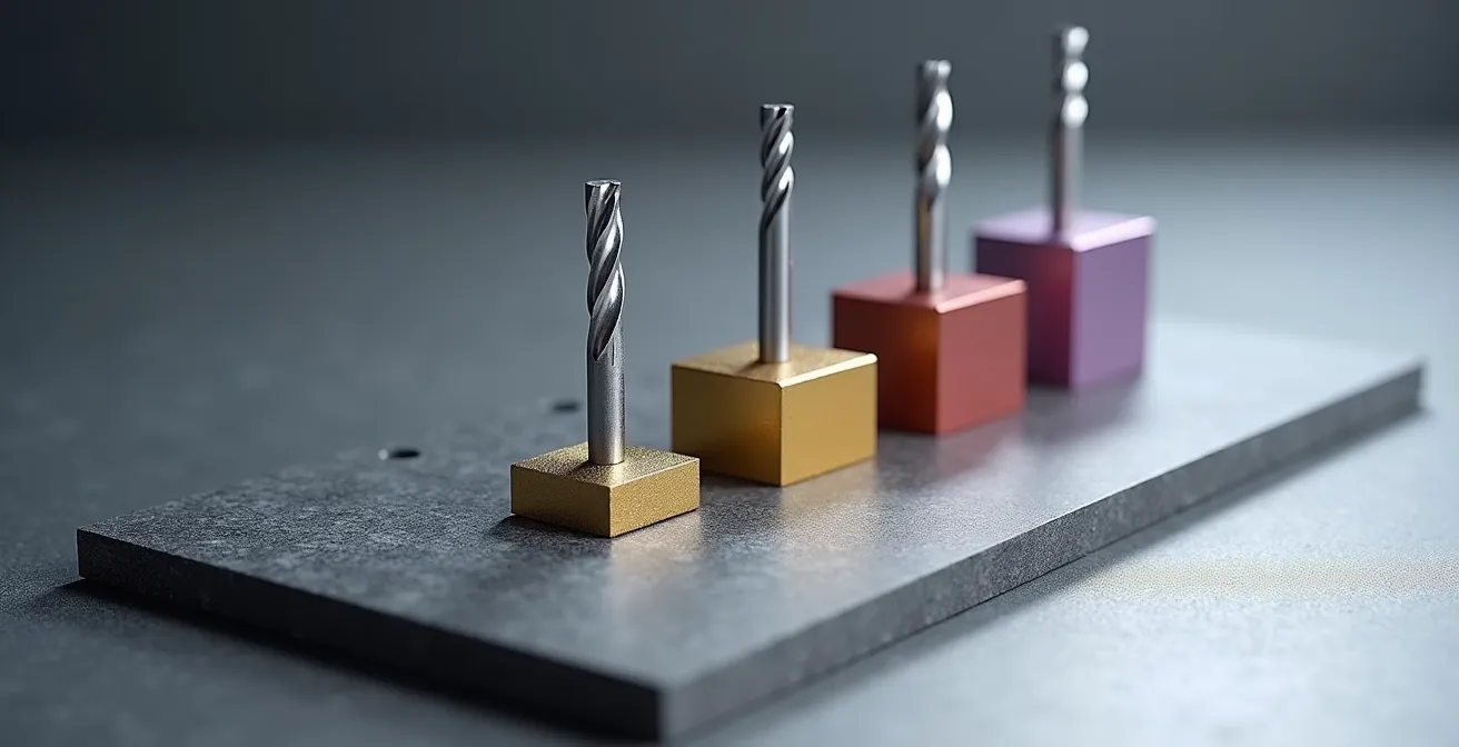 Graphique comparatif montrant les plages de vitesses de coupe optimales pour différents revêtements d'outils