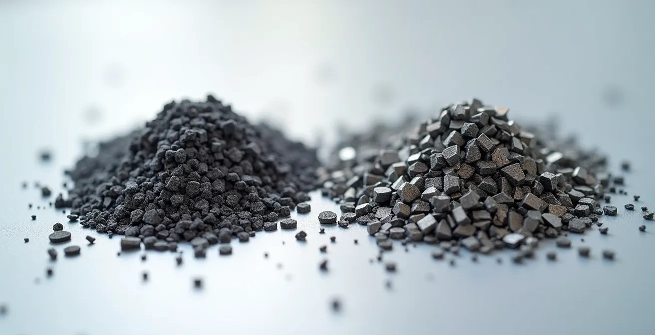 Copeaux d'acier montrant la différence entre usinage standard et TiAlN