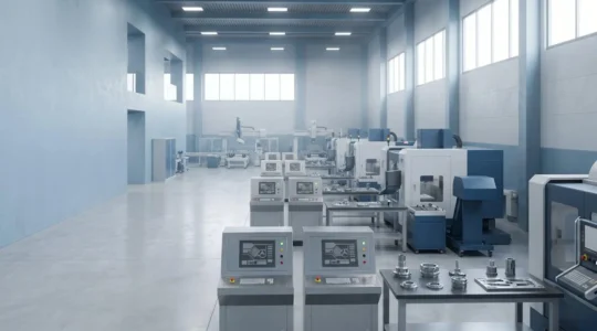 Vue d'ensemble d'un environnement industriel moderne montrant l'intégration des processus de fabrication de haute précision